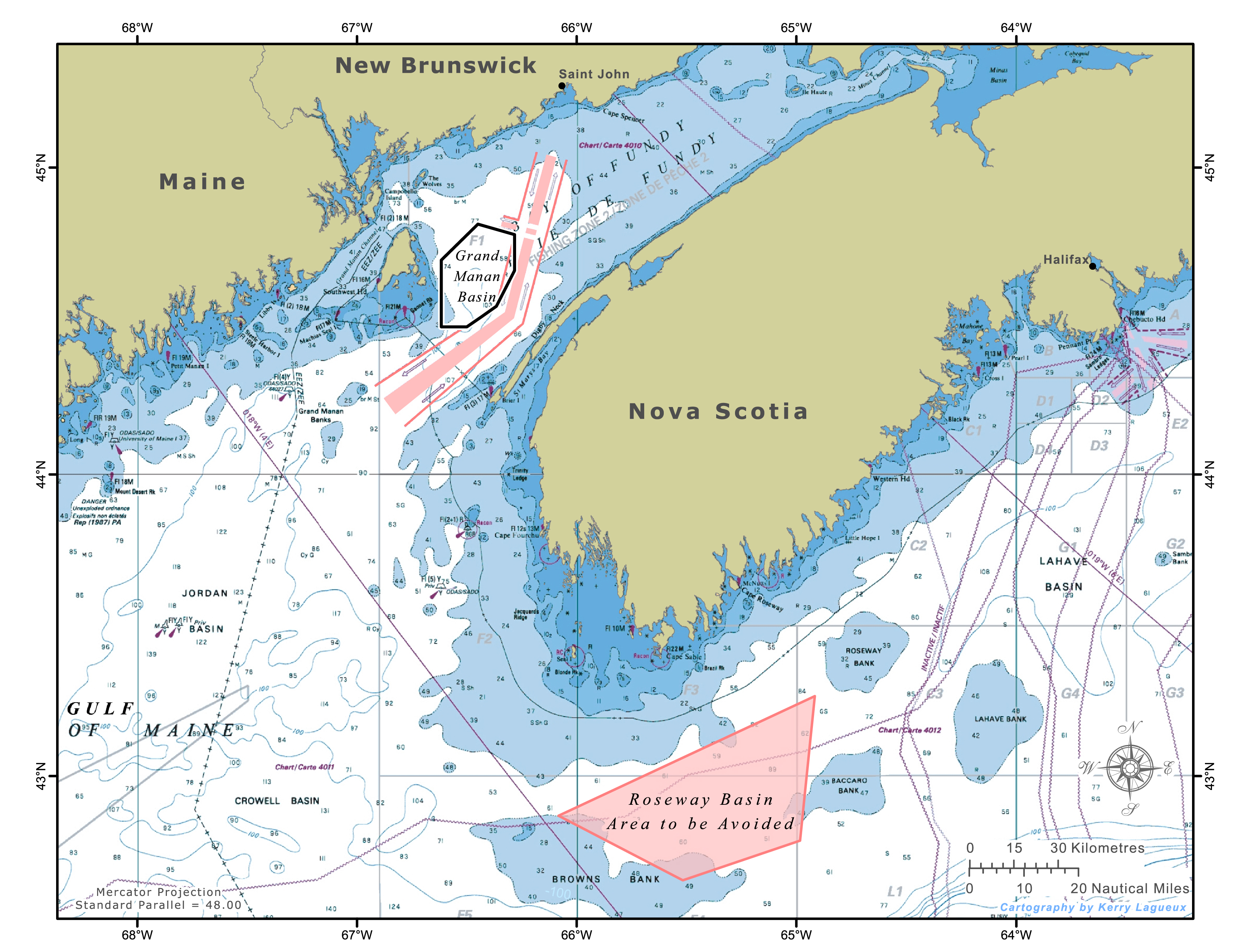 Location of the study area. A) The Fundy Basin and location of the